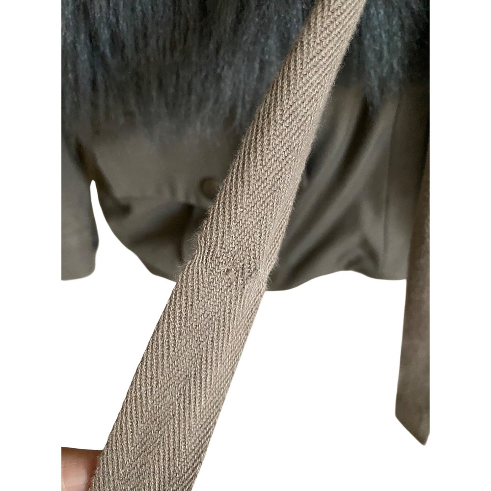 Loeffler‎ Randall Fur Military Utility Jacket Taupe Gray Faux Fur Size 8 - Picture 10 of 13